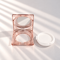 Boîtier carré en plastique pour cosmétiques 15g avec miroir et couvercle à charnière, recharge vide pour fond de teint et poudre libre
