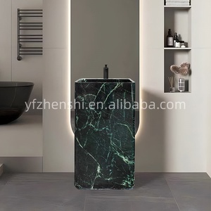 <span class=keywords><strong>Lavabo</strong></span> Rectangular <span class=keywords><strong>de</strong></span> Mármol Verde Personalizado con Pedestal, Resistente al Agua y Fácil <span class=keywords><strong>de</strong></span> Limpiar, para Hoteles Modernos y Villas - Product Image 2