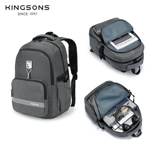 Kingsons <b>Backpack</b> Large Capacity Laptop Bag For Men Travel Casual Fashionable Gray <b>Black</b> White Off White Solid Color - Product Image 5