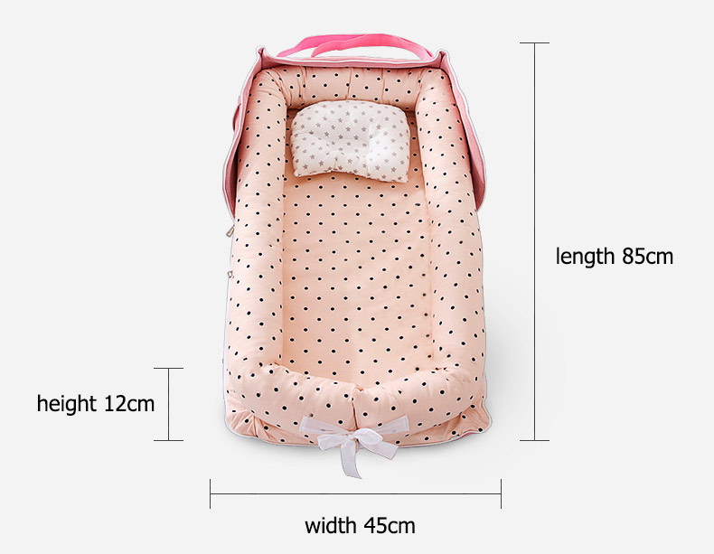 Infant Cotton Cradle Crib Newborn Basket Bassinet Newborn Bed Portable Baby Nest for Boys Girls Travel Cot Cushion