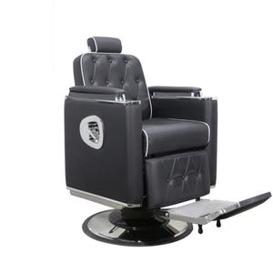 Sillón de Peluquería de Lujo Negro y Dorado, Silla de Cuidado del Cabello de Cuero Sintético, Bomba Hidráulica Portátil, Reclinable, Moderna, para Corte de Cabello - Product Image 2