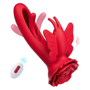 Chiyuan 3-in-1 draagbare vlinder G-spot <span class=keywords><strong>dildo</strong></span> <span class=keywords><strong>vibrator</strong></span> met anale plug, stil roze design voor vrouwen - Product Image 1