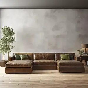Canapé en cuir 4 places en forme de U tissu meubles de salon chaise longue inclinable canapés-lits ensembles de canapé-lit d'angle