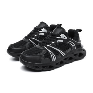 Chaussures de course pour hommes, baskets athlétiques noires, rouges et jaunes, semelle à lame creuse, maille respirante, chaussures de marche, chaussures de sport tendance - Product Image 1