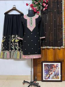 ชุดเดรสอินเดียสำเร็จรูปคุณภาพพรีเมียม ผ้าจอร์เจตต์ แบบอนาร์กาลี พร้อมงานปักเลื่อม สำหรับเด็กผู้หญิง ขายส่ง - Product Image 3