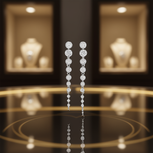 Orecchini Pendenti E2833 in Oro Bianco con Diamanti Taglio Brillante Rotondo, Montatura a Griffe, Gioielli di Lusso per Donna - Product Image 2