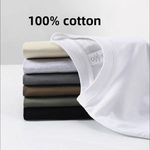 Maglietta Casual da uomo a <span class=keywords><strong>mezza</strong></span> <span class=keywords><strong>manica</strong></span> in cotone tinta unita ampia e Versatile a <span class=keywords><strong>manica</strong></span> corta a compressione pesante - Product Image 4