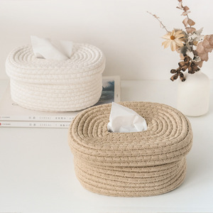 Factory Hot Sale Tissue Paper <b>Storage</b> Box Woven Cotton Rope Baby Tote <b>Basket</b> Organizing Home Decoration - Product Image 4