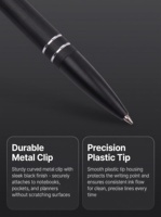 Stylos à bille promotionnels en métal avec logo personnalisé, pointe de 1,0 mm, rétractables, corps brossé, clip mat, capuchon en plastique, pointe OEM, marché UE/États-Unis