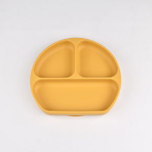 Assiette d'alimentation pour bébé en silicone de qualité alimentaire flexible, multi-compartiments, contrôle des portions, base à forte succion, durable, passe au lave-vaisselle - Product Image 1