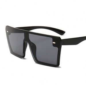Lunettes de soleil de luxe à monture large et verre unique, avec logo personnalisé, style carré surdimensionné pour femme - Product Image 5