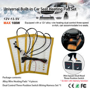 Alaşımlı Tel Araba Koltuğu Isıtıcı 12V Evrensel Dahili Isıtma Pedi Kiti 2 Koltuk için 3 Seviyeli Çift Kontrol Anahtarı Hızlı Isınma - Product Image 2
