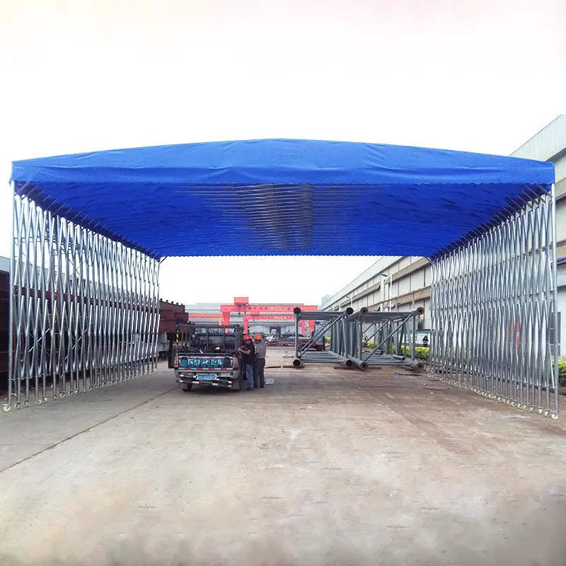 Hareketli ve sabit çadır için açık araba gölge otopark PVC çizilmeye dayanıklı yangın geçirmez kumaş ve galvanizli çelik çerçeve