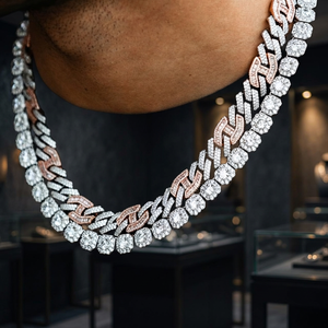 Chaîne à maillons cubains glacés 12MM 16-30 pouces: Collier Hip Hop en argent et or avec strass Bijoux - Product Image 2