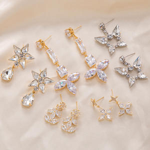 925 серебряные серьги-подвески с фианитом - Product Image 1