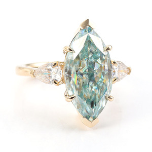 Bijoux fins 5.5ct bleu <span class=keywords><strong>vert</strong></span> BG2 Moissanite bague de mariage de luxe bijoux pour femmes <span class=keywords><strong>Provence</strong></span> 14k bague en diamant en or jaune - Product Image 5