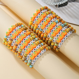 Pulsera de Cuentas con Letras de Calabaza de Varias Capas para Mujer, Regalo de Acción de Gracias, Joyería, Accesorio de Moda Unisex - Product Image 1