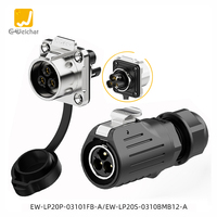Connecteurs d'aviation circulaires E-Weichat LP20 Power 2/3/4 broches en plastique et métal, étanches IP67, mâle/femelle, 25A