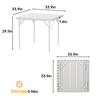 Table de salle à manger carrée en plastique, grande, durable, pratique, imperméable, légère, pliable, empilable, pour l'extérieur, les parcs, les salons