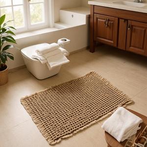 Tapis de bain simple pour la maison, rectangulaire, en polyester, absorbant, antidérapant, pour salle de bain et toilettes, design minimaliste, été 2025 - Product Image 1