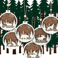 Décorations de Noël en bois 3D superposées, découpes d'animaux de la forêt, à suspendre pour les fêtes d'hiver et la décoration intérieure