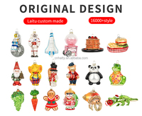 Décorations de Noël créatives : Pendentif en verre peint Père Noël et cocotier, décoration moderne pour scène festive sur arbre de Noël