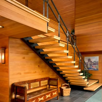 Maßgefertigte Innen-Geradtreppe Massivholz-Stufen Stahlrahmen Modernes Wohnhaus-Treppensystem