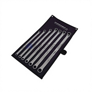 7pc 10-24mm Extra Long Flat <b>Metric</b> Double Ended Chrome Finish Ring <b>Spanner</b> Wrench <b>Set</b> DIY OEM - Product Image 2
