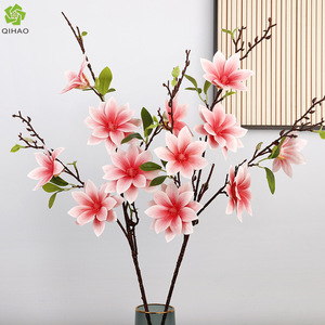 Qihao Flor Artificial de Magnolia 3D de 6 Cabezas, 87 cm de Altura, Simulación Realista, Decoración Interior para Bodas - Product Image 1