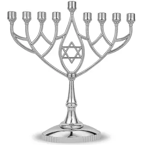 Unico argento altamente lucido Grace Hanukkh Menorah per regali Judaica