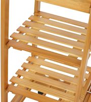 Carrito de Cocina Convertible y Resistente de Bambú Natural de Tres Niveles con Ruedas, Carrito de Almacenamiento para Comedor con Cajones