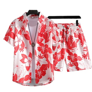 Ensemble chemise et pantalon décontracté pour homme, style hawaïen, en tissu tricoté respirant imprimé, idéal pour les vacances à la plage - Vente en gros - Product Image 4