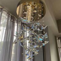 Lustre papillon moderne K9 en cristal design personnalisé escalier de luxe hall d'hôtel grande lampe suspendue