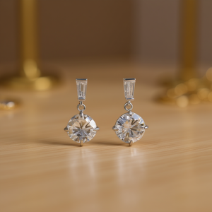 Orecchini Pendenti E3024 in Oro Bianco con Cristalli e Strass, Stile Classico da Sposa per Donne - Product Image 2