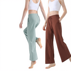 Leggings de yoga pour femmes, taille XL+, taille haute, longueur cheville, respirants, séchage rapide, motif uni, antistatiques, 220g, coupe ample, style cloche - Product Image 4