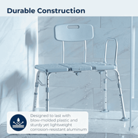 Banc de transfert réglable en aluminium avec dossier et accoudoirs latéraux, siège de douche antidérapant pour personnes âgées, handicapées, chaise de sécurité pour salle de bain