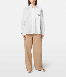 Chemise surdimensionnée pour femmes avec logo personnalisé Nouveau Y2K Blanc 100% Coton Brodé Rabattu à Manches Longues Ample Chemise Ajustée Blouse - Product Image 1