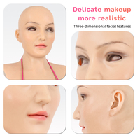 Masque de tête en silicone pour jeune fille, visage et seins pour homme à femme, travestissement avec faux seins pour travestis, transgenre