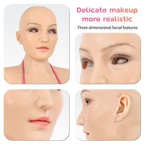 Masque de tête en silicone pour jeune fille, visage et seins pour homme à femme, travestissement avec faux seins pour travestis, transgenre - Product Image 3