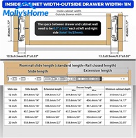 Système innovant de rebond magnétique à ouverture par pression 12 pouces 1. Glissière de tiroir à roulement à billes en acier allié de 2 mm pour rail de glissière télescopique complet