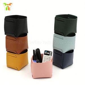 Pu Leather Pencil <b>Holder</b> Organizer Remote <b>Control</b> Storage Box Desktop Makeup Brush Tray - Product Image 2