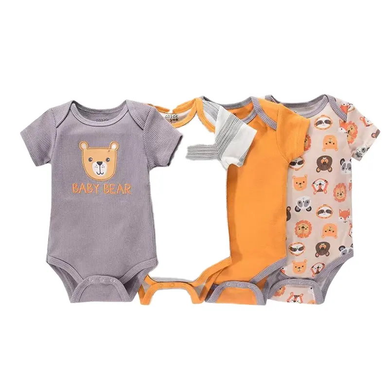 Foreign trade summer Europe and the United States newborn baby set onesie climbing suit 4 sets with gauze bag sent 0-9Mins