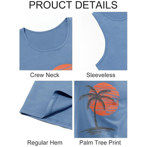 قمصان رجالية بدون أكمام مخصصة للشاطئ، مريحة وقابلة للتنفس، بتصميم عصري مطبوع للعطلات والشاطئ - Product Image 2