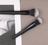 Ms.miau – Ensemble de 15 pinceaux de maquillage noirs de luxe, doux, véganes, à manche en bois, avec poils synthétiques pour anticernes et visage, marque privée