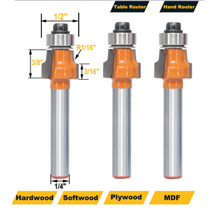 <span class=keywords><strong>Mini</strong></span> 1/<span class=keywords><strong>16</strong></span> "roundover TRIM bit, bán kính 1/<span class=keywords><strong>16</strong></span>",1/4 inch chân bán kính Laminate cắt tỉa Router bit, cho tuôn ra và làm tròn định tuyến - Product Image 2