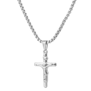 yunnique Stainless Steel <b>Cross</b> Pendant Necklace Gold Color Unisex Gift Jewelry 60cm <b>Chain</b> Geometric Design - Product Image 5