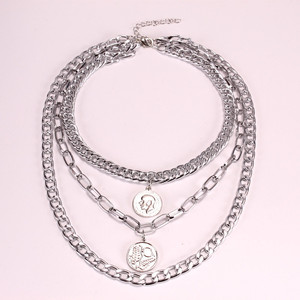 Collier multicouche style européen et américain en alliage de zinc avec pendentif, bijou fantaisie, ornement de cou tendance, cadeau - Product Image 3