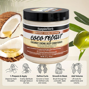 Après-shampoing capillaire naturel et biologique aux herbes, à la noix de coco, pour cheveux afros bouclés, réparateur, nourrissant, hydratant et anti-casse - Product Image 4