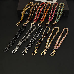 PHONECASE de cuero PU a la moda <span class=keywords><strong>para</strong></span> mujer, accesorios de cordón <span class=keywords><strong>para</strong></span> teléfono móvil, cadena de eslabones de recogida cruzada oblicua, colgante antipérdida - Product Image 6