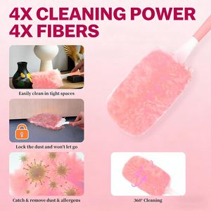 Offre Spéciale : Recharges de Plumes à Poussière Jetables Antibactériennes, Élimination à 360°, Manche en Plastique, Plumes à Poussière Extensibles en Microfibre pour Nettoyage - Product Image 4